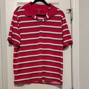George Men's Polo Shirt with Pink and White Stripes